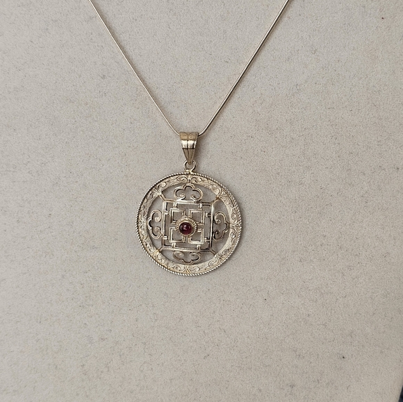 925 Sterling Garnet Necklace Vintage - Picture 10 of 16